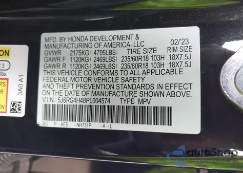 2023 Honda Cr-V Ex Awd z USA, uszkodzony, nr VIN 5J6RS4H48PL004574